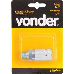 Engate rápido de 1/4", com rosca macho 1/4" NPT, com esferas, VONDER