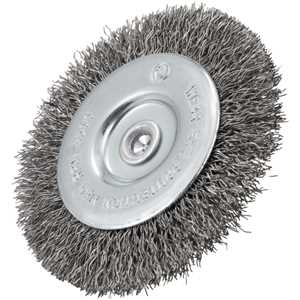 Escova circular 3", cerdas em aço inox, 4.500/min, com haste 1/4", VONDER