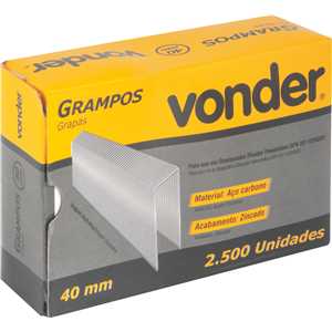 Grampo 40 mm para grampeador GPV 201, caixa com 2.500 peças, VONDER