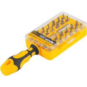 Jogo de bits/ponteiras com 29 peças, encaixe sextavado 1/4", VONDER