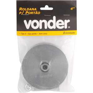 Roldana para portão 4", tipo V, aço polido, sem caixa, VONDER