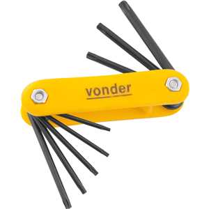 Jogo de chaves hexalobular, T9 a T40, com suporte plástico, 8 peças, VONDER