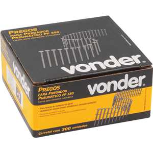 Prego coil anelado, 2,1 mm x 38 mm, zincado, carretel com 300 unidades, para o pregador PP 550, VONDER