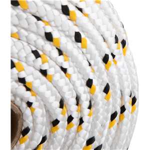 Corda multifilamento trançada 12,0 mm x 110 m, branca com detalhes em preto e amarelo, VONDER