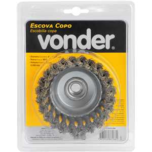Escova de aço inox tipo copo, 4", torcida VONDER