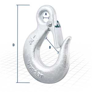 Gancho de aço com olhal, 0,8 tonelada, 1/4", com trava, VONDER