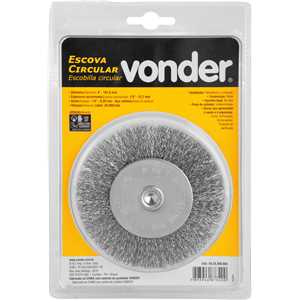 Escova circular 4", cerdas em aço inox, 20.000/min, com haste 1/4", VONDER
