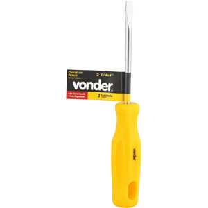 Chave de fenda 1/4" x 4", aço cromo vanádio, com ponta magnetizada, VONDER