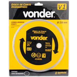 Disco de corte diamantado, 230 mm x 22,2 mm, contínuo, V1, VONDER