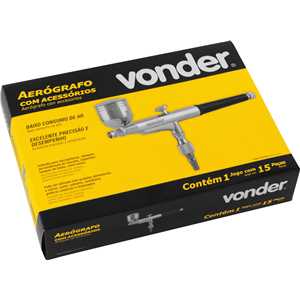 Aerógrafo com acessórios, 15 peças, VONDER