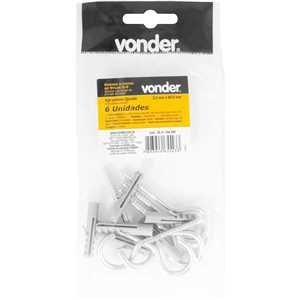 Gancho 3,3 mm x 60 mm, com bucha de nylon 6 mm, G-6 VONDER