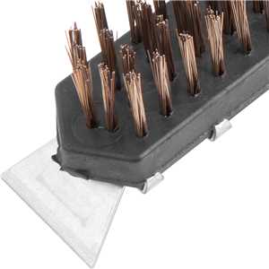 Escova manual com cerdas de aço, 4 fileiras, com cabo de plástico com raspador, VONDER