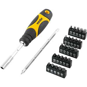 Jogo de bits/ponteiras, com 28 peças, encaixe sextavado de 1/4", VONDER