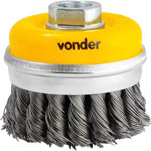 Escova tipo copo 3" torcida, em aço carbono, industrial, VONDER
