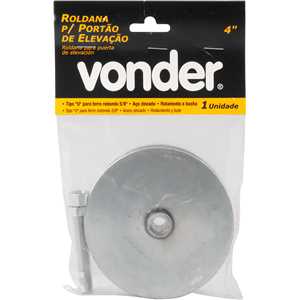 Roldana para portão 4", tipo U, aço zincado, para portão de elevação com rolamento e bucha, VONDER