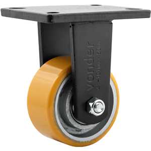 Rodízio fixo industrial 4", de poliuretano e ferro fundido, laranja, VONDER