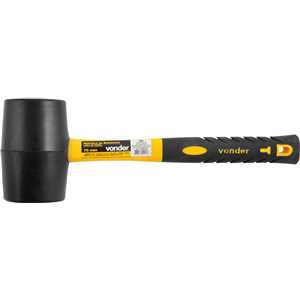 Martelo de borracha 70 mm, cabo em fibra, preto, VONDER
