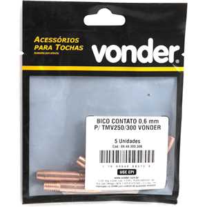 Bico de contato 0,6 mm x 43 mm, para tocha TMV 250 e TMV 300, VONDER