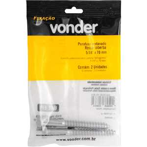 Parafuso sextavado rosca soberba 5/16" x 70 mm, cartela com 2 peças VONDER