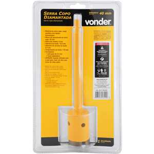 Serra copo diamantada 40 mm, com haste, VONDER