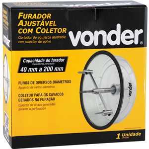 Furador ajustável de 40 mm a 200 mm, com coletor, VONDER