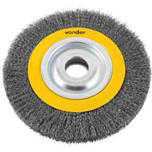 Escova circular de aço, ondulada, 8" x 1.3/16" ( 203 mm x 30 mm), com bucha de redução, VONDER