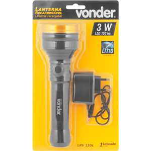 Lanterna recarregável, 150 lúmens, bateria de lítio, LRV 150L, VONDER