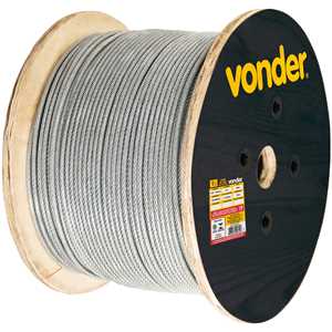 Cabo de aço plastificado transparente, alma de fibra, 2,38 mm - 3/32", 6 x 7, VONDER