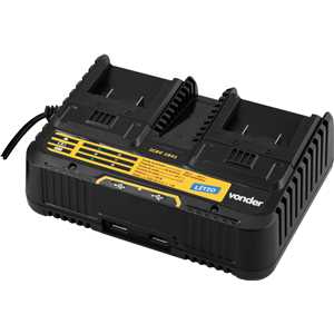 Carregador de bateria duplo, 18 V, linha intercambiável, carregamento convencional, ICBV 1841, VONDER