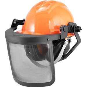 Capacete motosserrista, laranja, com protetor facial e abafador de ruído VONDER PLUS