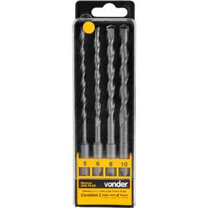 Jogo de brocas SDS PLUS de 5 mm a 10 mm, com 4 peças, VONDER