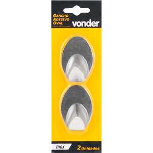 Gancho adesivo oval, em inox, com 2 peças, VONDER