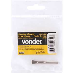 Escova tipo pincel com haste para microrretífica, 4 mm, em inox, VONDER
