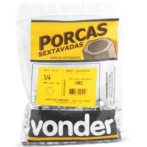 Porca autotravante sextavada, 1/4", UNC, alta, zincada, VONDER