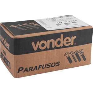 Parafuso sextavado zincado 1/2" x 1.1/4", UNC, rosca total, VONDER