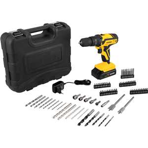 Parafusadeira/furadeira de impacto a bateria, 12 V, fonte de carregamento bivolt automática jogo com 74 acessórios, PFV 074 VONDER