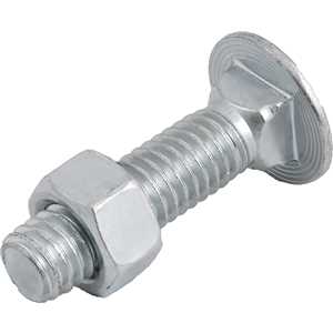 Parafuso francês zincado, 1/2" x 2", com porca, VONDER