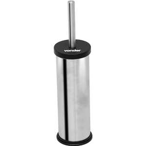 Lixeira redonda, 5 litros, inox, cinza, com escova sanitária, VONDER