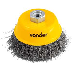 Escova de aço inox tipo copo, 4", ondulada VONDER