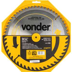 Lâmina de serra circular com dentes de metal duro/vídea, 300 mm x 30 mm, 60 dentes, VONDER
