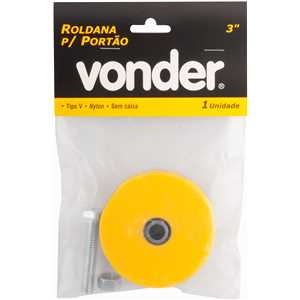 Roldana para portão 3", tipo V, em nylon, sem caixa, VONDER