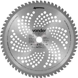 Lâmina circular com vídea, para roçadeiras, 255 mm x 20 mm, 62 dentes, VONDER