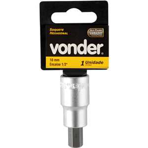Soquete hexagonal 10 mm, encaixe de 1/2", VONDER