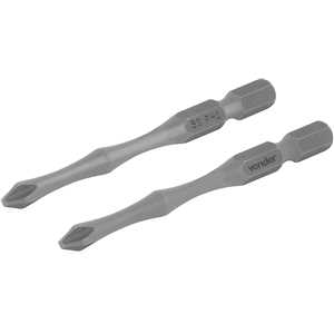 Bits/ponteiras phillips de torção, S2, encaixe 1/4", nº 2, 1/4" x 75 mm, com 2 peças, VONDER