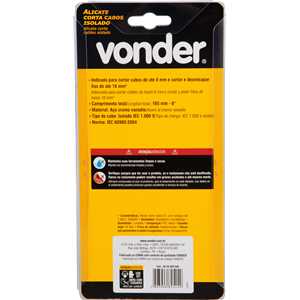 Alicate corta cabos 6", com isolação até 1.000 V, VONDER