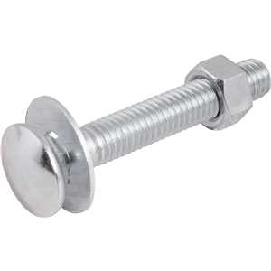 Parafuso francês zincado, 3/8" x 2.1/2", com porca e arruela, cartela com 2 conjuntos, VONDER