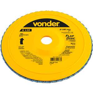 Flap-disc, disco de desbaste/acabamento, 7" - 180 mm, reto, grão 120, VONDER