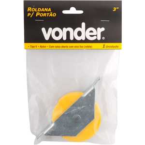 Roldana para portão 3", tipo V, em nylon, caixa aberta, VONDER