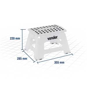 Banqueta plástica dobrável, transparente, altura 220 mm, VONDER