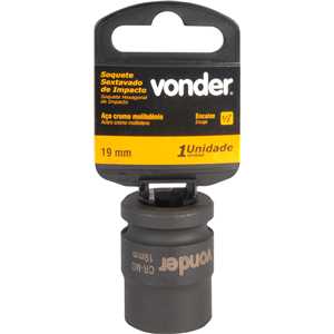 Soquete sextavado de impacto, encaixe de 1/2" x 19,0 mm, VONDER